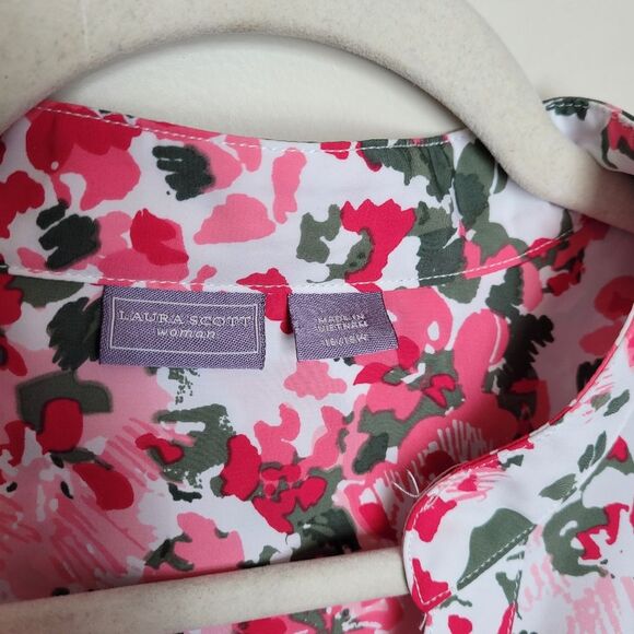 Laura Scott Woman Plus Size Pink Camouflage Safari Shirt 16/18W Expedition Beach - Picture 4 of 6